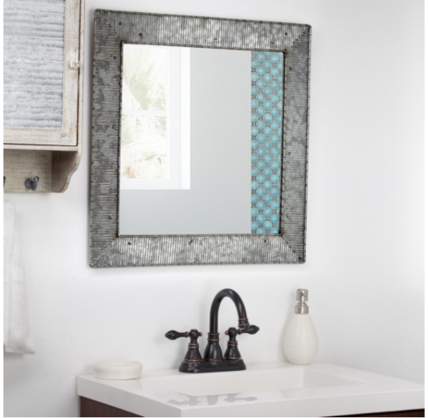 Medium Square Grey Mirror (22 in. H x 22 in. W) Sale