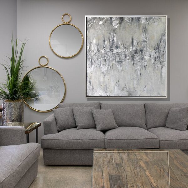 Silver Wave - Picture Frame Panoramic Painting on Canvas 39  x 39  x 2  For Cheap - Image 3