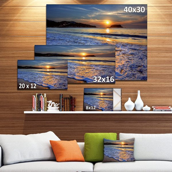Designart Calm Seashore with Blue Waves Art Print on Canvas, 20x12 Cheap - Image 3
